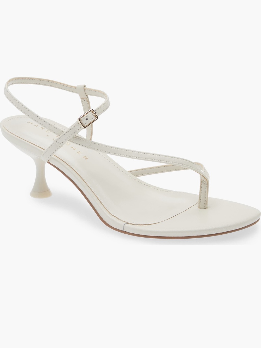 Marc Fisher Cream Strappy Kitten-Heel Sandal